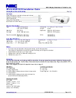 Предварительный просмотр 1 страницы NEC NP410W WXGA Installation Manual