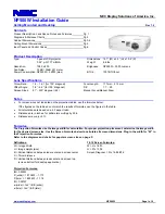 Preview for 1 page of NEC NP500W Installation Manual