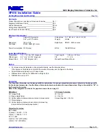 NEC NP610 Series Installation Manual preview