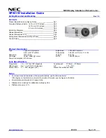 NEC NP901W Installation Manual preview