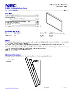 NEC P42XC10 - PlasmaSync - 42" Plasma Panel Installation Manual предпросмотр