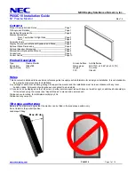 Preview for 1 page of NEC P60XC10 Installation Manual