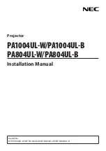 Предварительный просмотр 1 страницы NEC PA1004UL-W Installation Manual