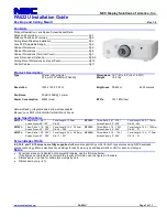 Preview for 1 page of NEC PA622U Installation Manual