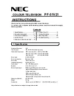 Preview for 1 page of NEC PF-51V21 Instructions Manual