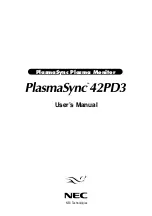 NEC PlasmaSync 42PD3 User Manual preview