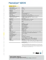 Preview for 2 page of NEC PlasmaSync 42XC10 Specification Sheet