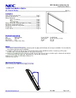 Предварительный просмотр 1 страницы NEC PlasmaSync 42XR4 Installation Manual