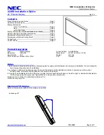 Предварительный просмотр 1 страницы NEC PlasmaSync 42XR5 Installation Manual