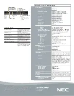 Preview for 2 page of NEC PlasmaSync 60XC10 Specification Sheet