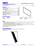 NEC PlasmaSync P42XP10-BK Installation Manual preview