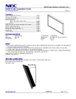 Preview for 1 page of NEC PlasmaSync P42XP10-BK Installation Manual