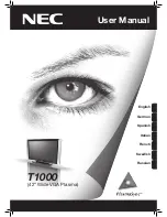NEC PlasmaSync T1000 User Manual preview