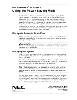 Preview for 1 page of NEC POWERMATE 2000 POWER-SAVING MODE Using