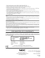 Preview for 8 page of NEC PX-42XR3A Model Information