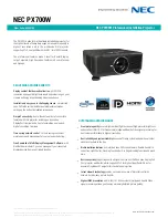 NEC PX700W Specification preview