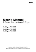 Preview for 1 page of NEC ShadowSense Touch MultiSync P404 SST User Manual