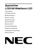 NEC SpectraView LCD2180 WideGamut LED User Manual preview