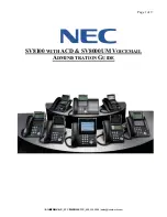 Предварительный просмотр 1 страницы NEC SV8100 WITH ACD Administration Manual