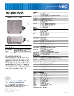 Preview for 2 page of NEC TriDigital HD6K Specifications