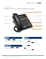 Preview for 1 page of NEC Univerge DT820 Reference Sheet