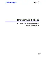 Preview for 1 page of NEC Univerge SV8100 Installation Manual