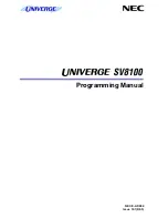 NEC Univerge SV8100 Programming Manual preview