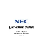 Preview for 1 page of NEC Univerge SV8100 Quick Reference Manual