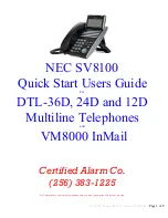 Preview for 1 page of NEC Univerge SV8100 Quick Start User Manual
