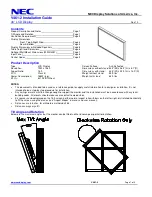 Предварительный просмотр 1 страницы NEC V461-2 Installation Manual
