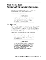 Preview for 1 page of NEC VERSA 2200 WINDOWS 98 - UPGRADE INFORMATION Manual