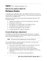 Preview for 1 page of NEC Versa LitePad Release Note