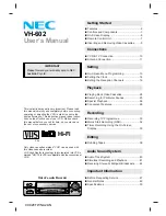 Preview for 1 page of NEC VH-601 User Manual