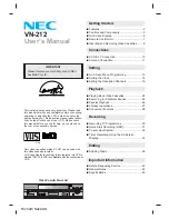 Предварительный просмотр 1 страницы NEC VN-212 User Manual