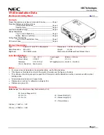 NEC VT45 Installation Data preview