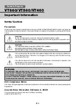 Предварительный просмотр 2 страницы NEC VT660 Important Information Manual