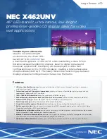 Preview for 1 page of NEC X462UNV Specification