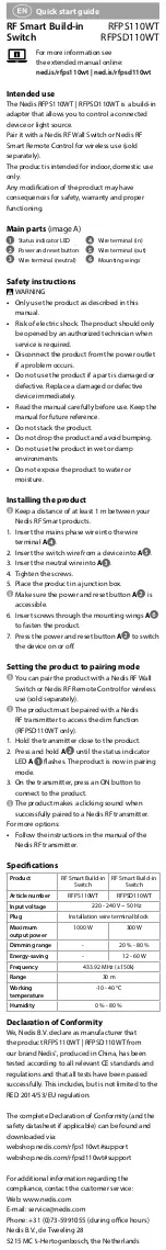 Preview for 3 page of nedis RFPS110WT Quick Start Manual