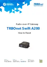 Предварительный просмотр 1 страницы Neocom TRBOnet Swift A200 How To Reset