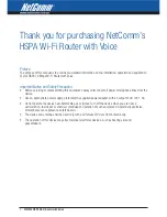 Предварительный просмотр 2 страницы NetComm ROUTER WITH VOICE 3G10WV User Manual