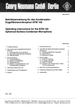 Neumann.Berlin KFM 100 Operating Instructions Manual предпросмотр