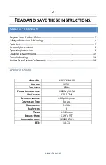 Preview for 2 page of NewAir NAC12KWH00 Owner'S Manual