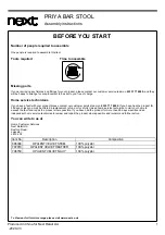 Preview for 3 page of Next PRIYA BAR STOOL Assembly Instructions Manual