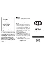 Предварительный просмотр 2 страницы NHT HDP-1 Owner'S Manual