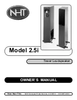 Предварительный просмотр 1 страницы NHT Model 2.5i Owner'S Manual