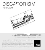 Nice DISCADOR SIM 1010GSM Instructions And Warnings For Installation And Use предпросмотр