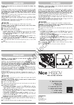 Nice HSSOV Operation Instructions предпросмотр