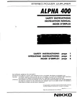 Nikko Alpha 400 Manual preview