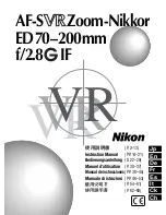 Nikon 70 200 - f/2.8G ED VR II AF-S NIKKOR Lens Instruction Manual preview
