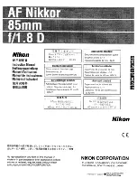 Nikon AF Nikkor 85mm f/1.4D IF Instruction Manual предпросмотр